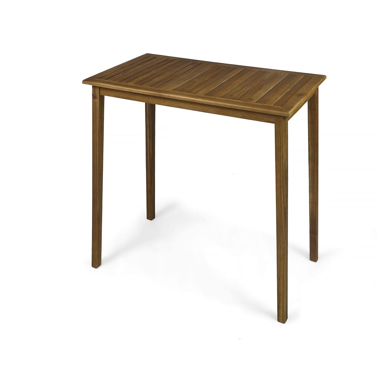 Minimalist Wooden Rectangle Bar Table - Outdoor Patio Coffee Bar Counter Height Table with Accessories | Perfect for Backyard, Garden, and Home Decor Gift Ideas