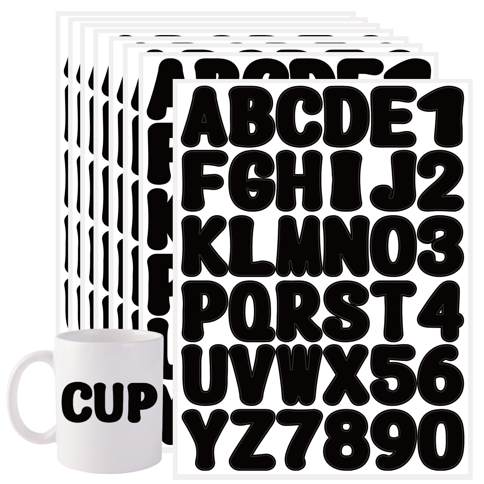 Starboling 2 Inch Self-Adhesive Black Alphabet Letter Stickers - 16 Sheets Vinyl Decals for Mailbox Numbers, Bulletin Boards, Classroom & Home Decor - Perfect for DIY Crafts, Scrapbooking & Organization