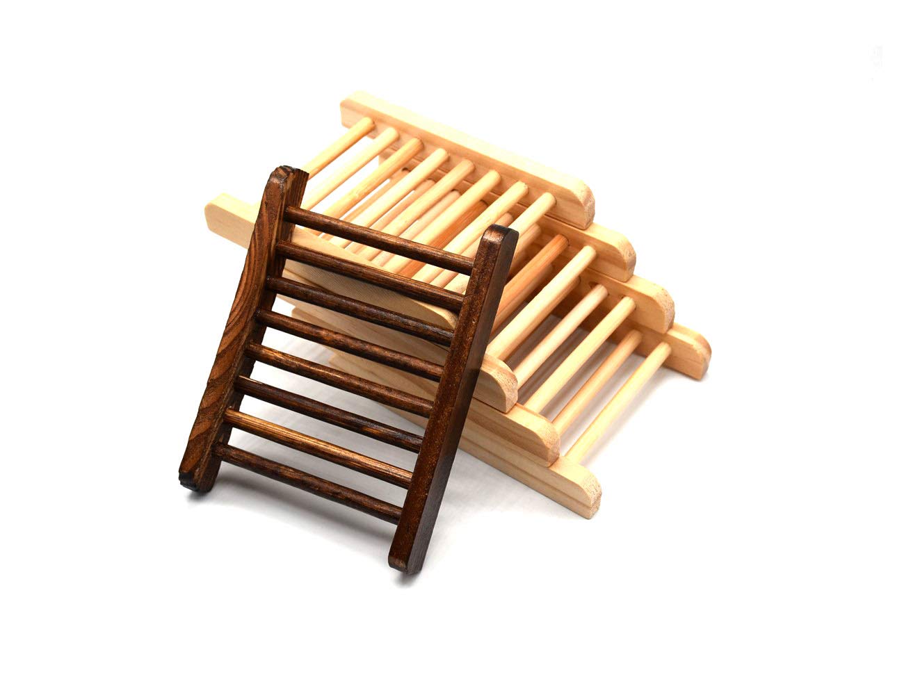10-Piece Handcrafted Bamboo Wood Soap Holder Set - Natural Wooden Soap Dish for Bathroom, Shower & Bathtub - Eco-Friendly Bath Accessories for Home Spa and Luxury Bathroom Decor