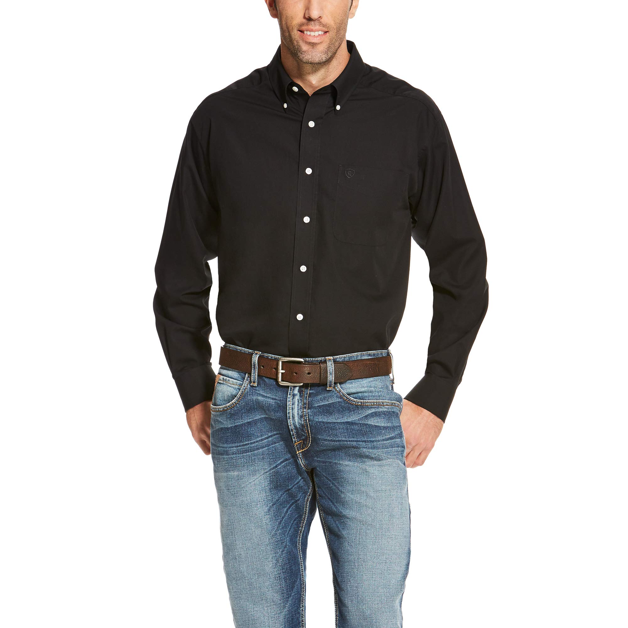 ARIAT Men's Wrinkle-Free Solid Dress Shirt - Comfortable Business Casual & Office Wear for Professional Men