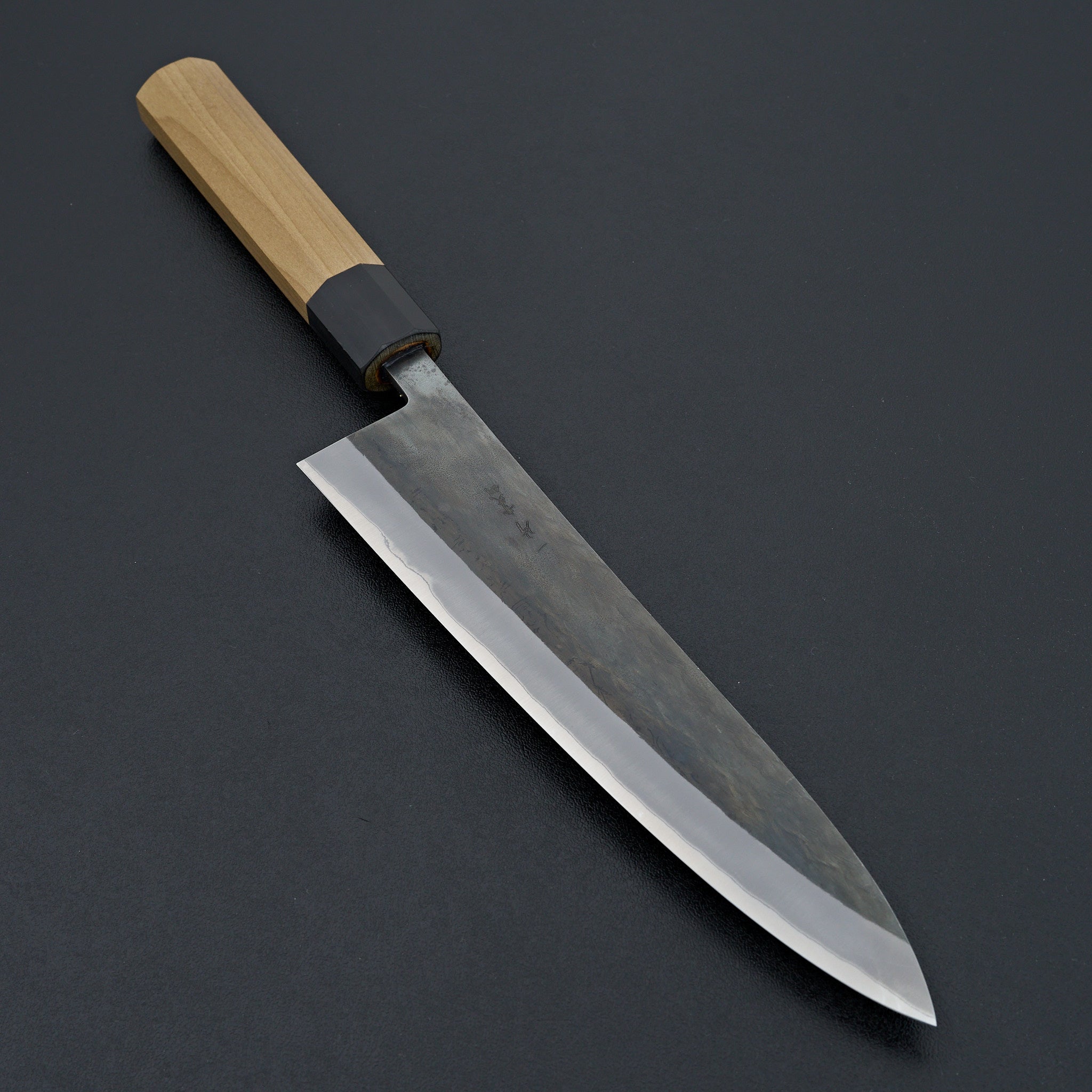 Hitohira TD Blue #2 Stainless Clad Kurouchi Gyuto 210mm Japanese Chef Knife with Ho Wood Handle - Perfect for Sushi, Meat Cutting & Professional Kitchen Use