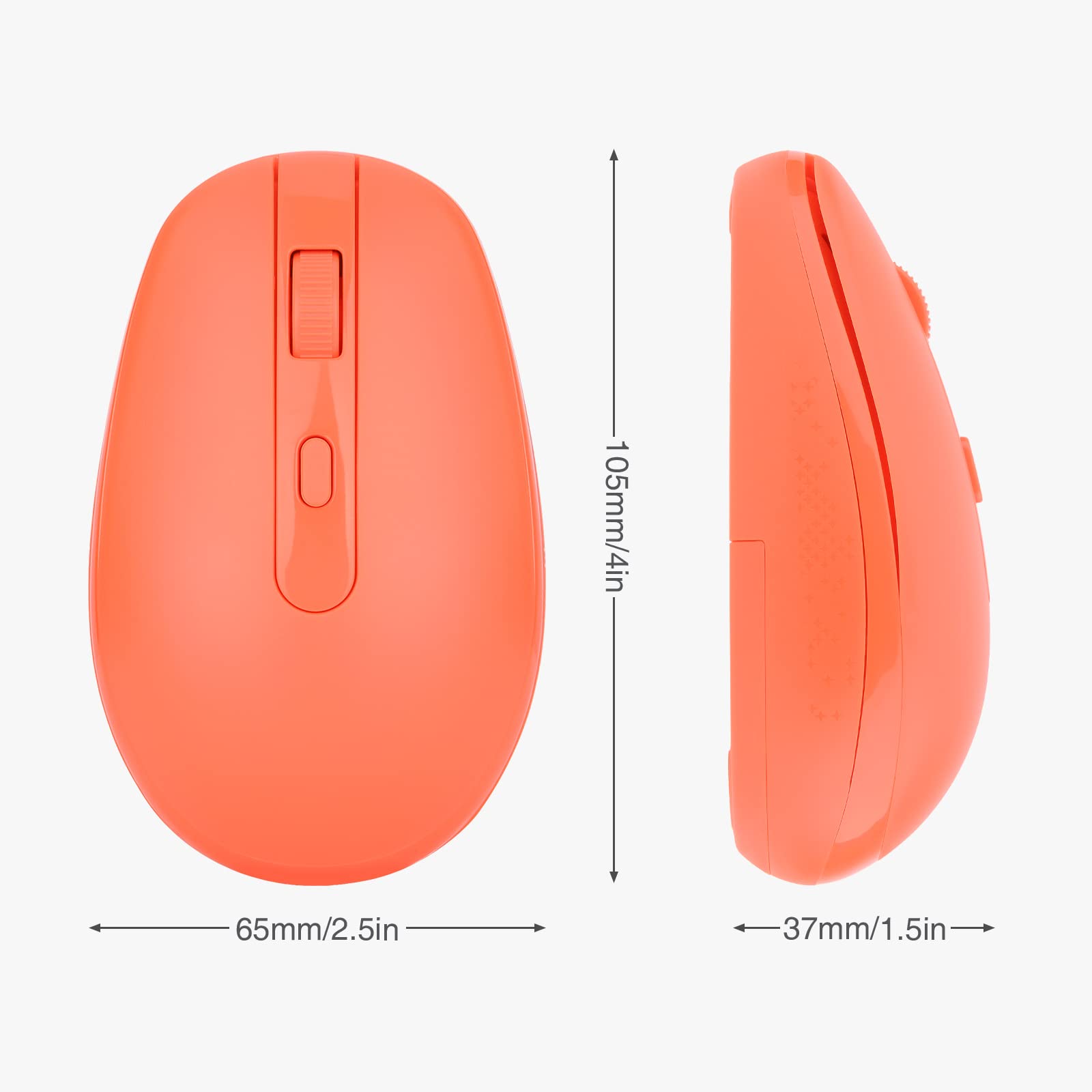Rii RM700 Wireless Silent Mouse - 2.4G USB Nano Receiver for Laptop, PC, Mac, Chromebook - Ergonomic Computer Mouse (Orange) - Perfect for Office, Home & Travel Use