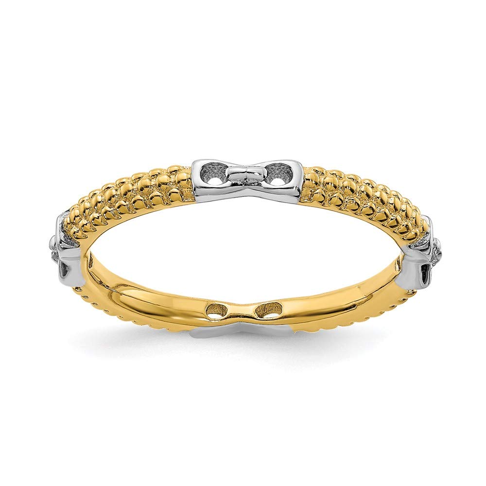 The Black Bow 2mm Sterling Silver & 14k Yellow Gold Plated Stackable Band - Perfect for Everyday Wear, Gift Giving, and Layering Jewelry