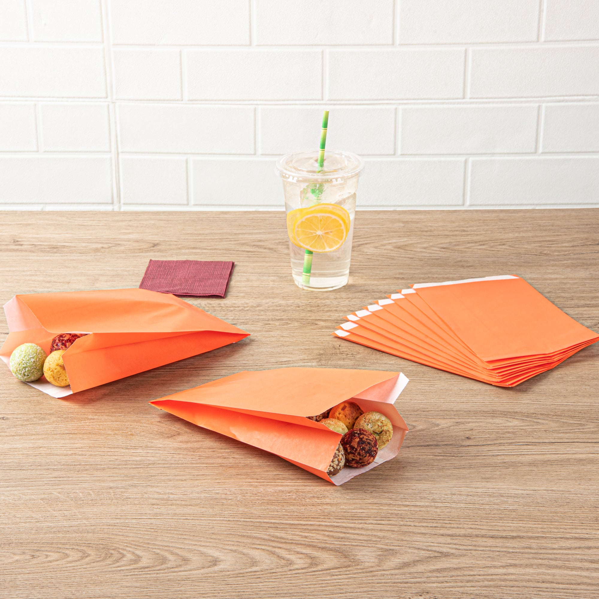 Eco-Friendly Orange French Fry & Snack Bags - 5x3x8.75 Inches (100 Count) - Perfect for Parties, Fast Food, and Takeout