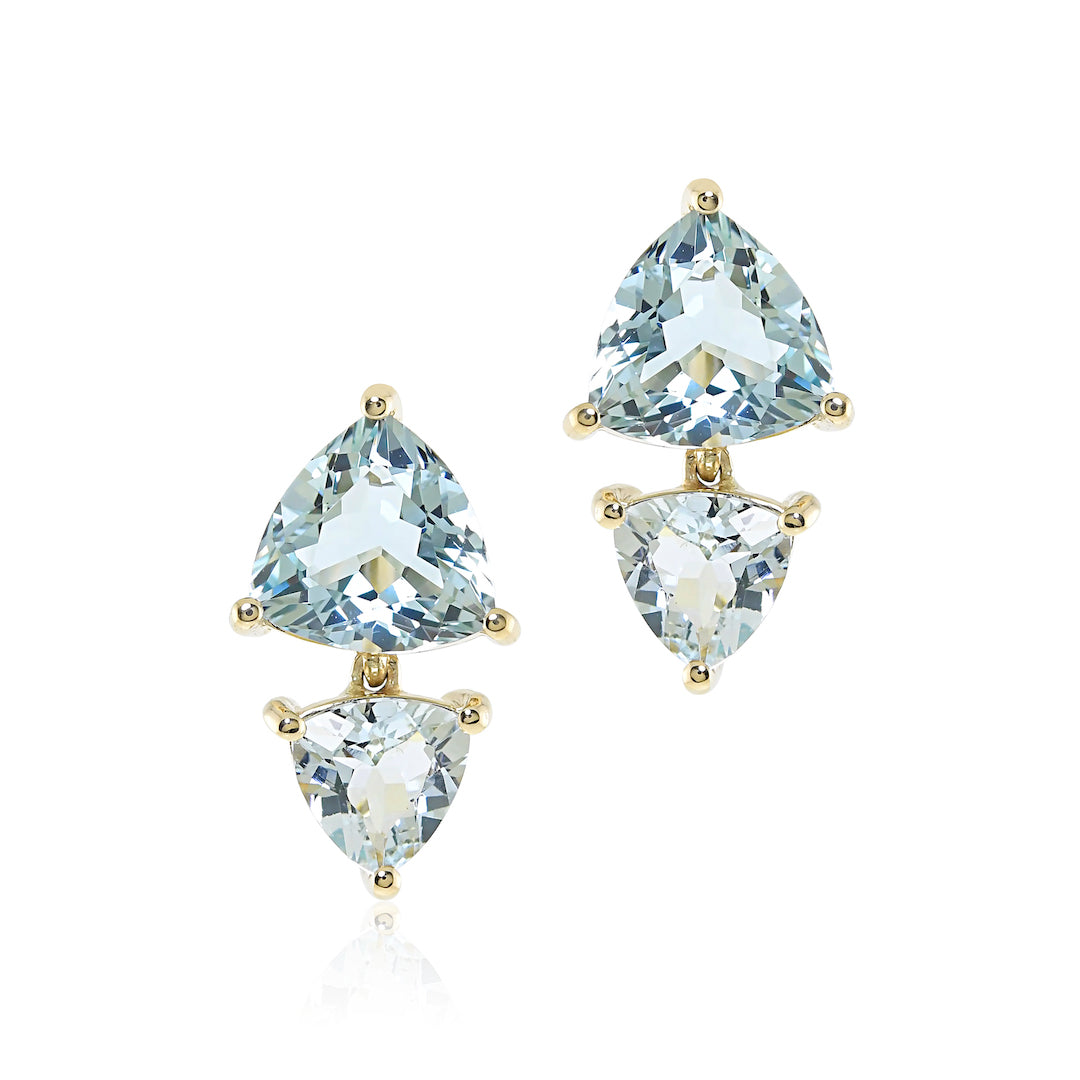 Aquamarine Drop Earrings for Women - Elegant Trillion Cut Gemstone Jewelry for Wedding, Party & Special Occasions