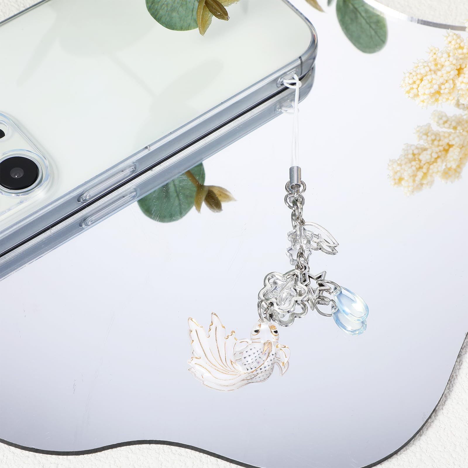 2Pcs Aesthetic Y2K Koi Fish Phone Charm - Beaded Starfish Lanyard for Phone Case, Bag & Keychain Decor - Cute Accessories for Teens, Girls, Kawaii Style (Perfect for School, Work & Everyday Use)