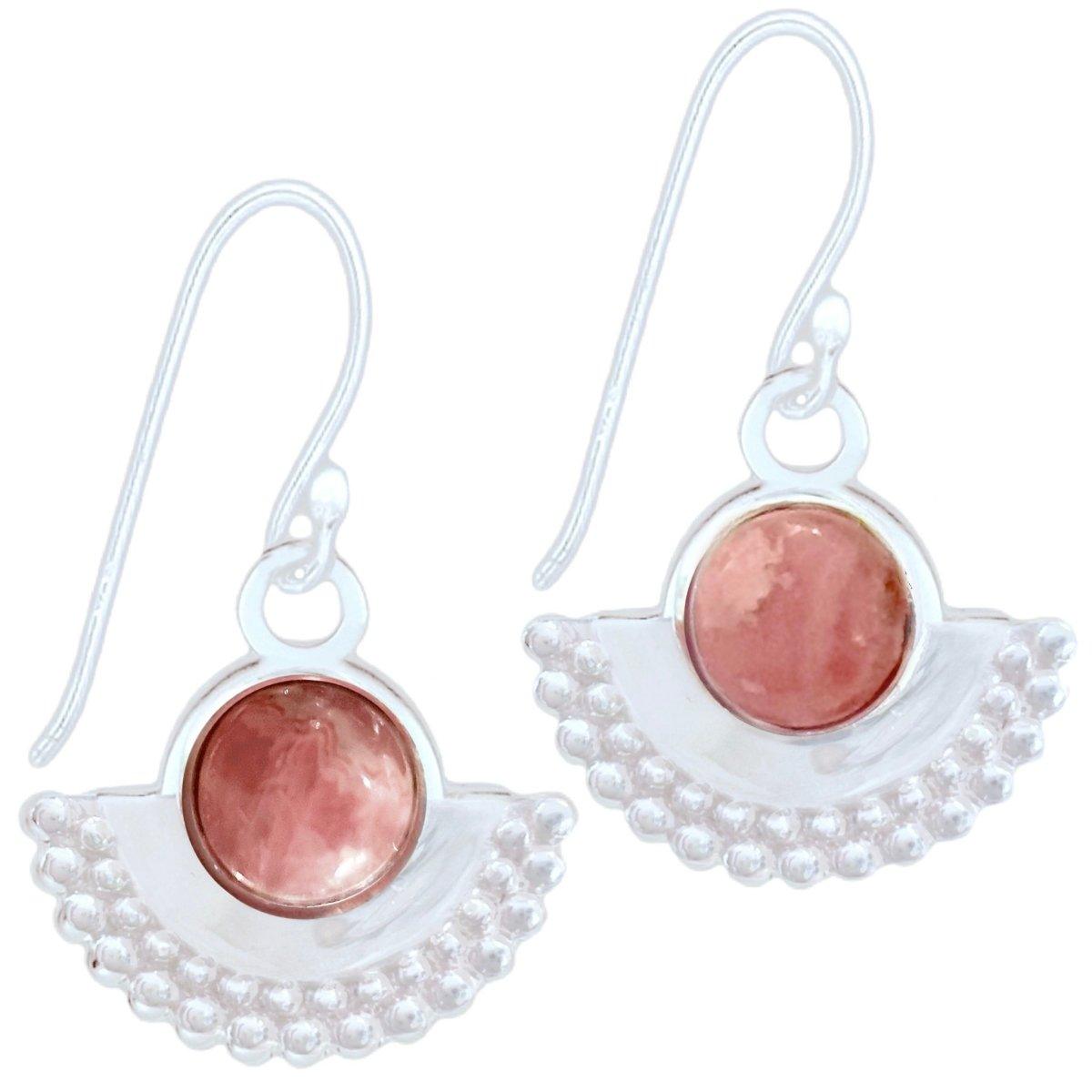 Dare To Dream Rhodochrosite Earrings for Women - Genuine Gemstone Dangle Earrings - Perfect for Date Night, Wedding & Special Occasions