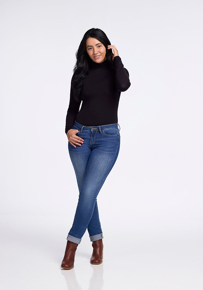 Kennedy Women's Black Bodysuit - Stretchy & Comfortable for Everyday Wear, Layering, and Casual Outfits