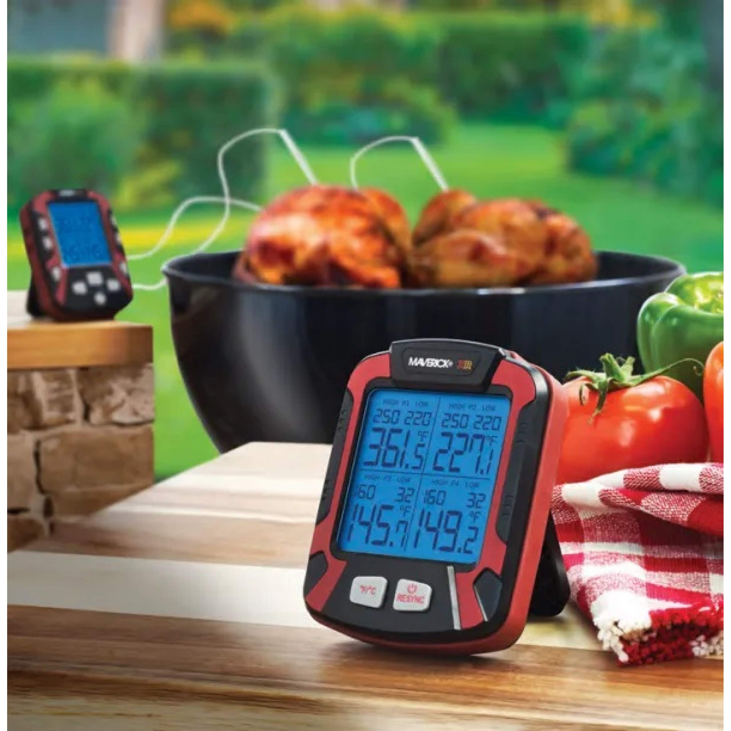 Maverick XR-50 Wireless BBQ Meat Thermometer with 4 Probes - Digital Remote Cooking Thermometer for Grilling, Smoking, Baking - Black & Red - Perfect for Backyard BBQs, Tailgating, and Outdoor Cooking