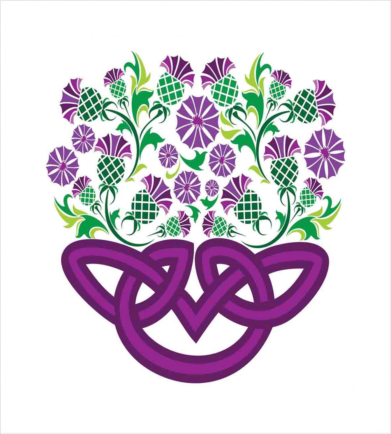 Ambesonne Thistle Duvet Cover Set - King Size 2-Pack with Celtic Knot & Floral Basket Design | Shamrock Green & Violet Bedding Includes 2 Duvet Covers & 4 Pillowcases | Perfect for St. Patrick's Day Decor, Irish-Themed Bedrooms & Cozy Guest Room Makeovers