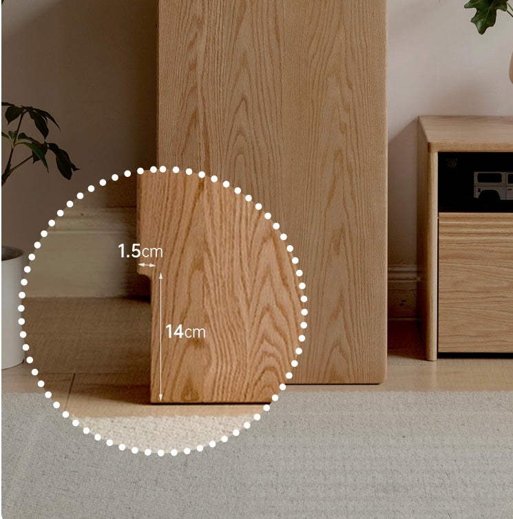 Solid Oak Wood Side Cabinet for Robot Vacuum Storage - Modern Rock Slab Design - Perfect for Living Room, Bedroom, or Home Office Organization