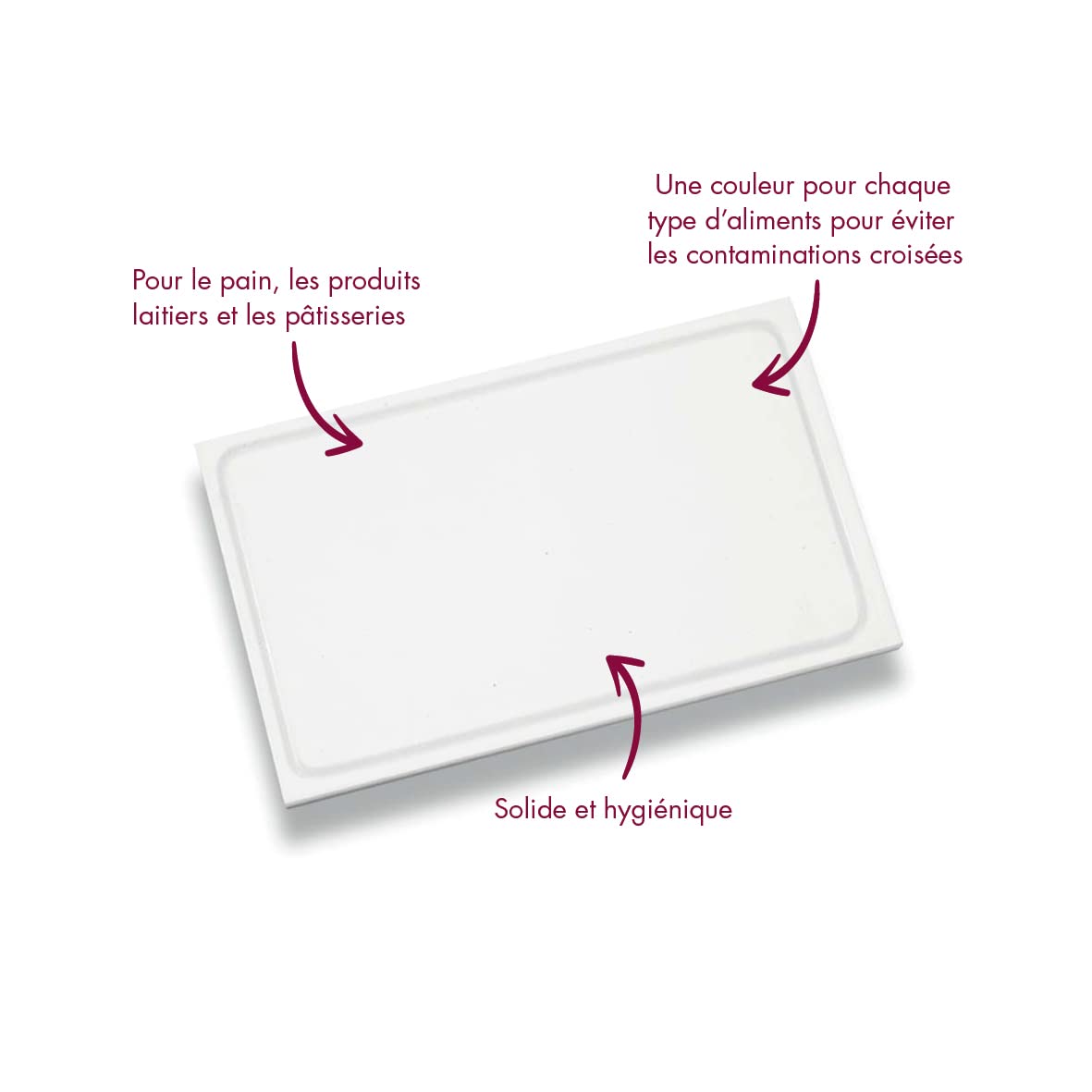 Louis Tellier Premium White Chopping Board with Juice Groove - 60 x 40 x 2 cm - Heavy Duty Kitchen Cutting Board for Meat, Vegetables & Fruits - Ideal for Home Chefs & Professional Kitchens