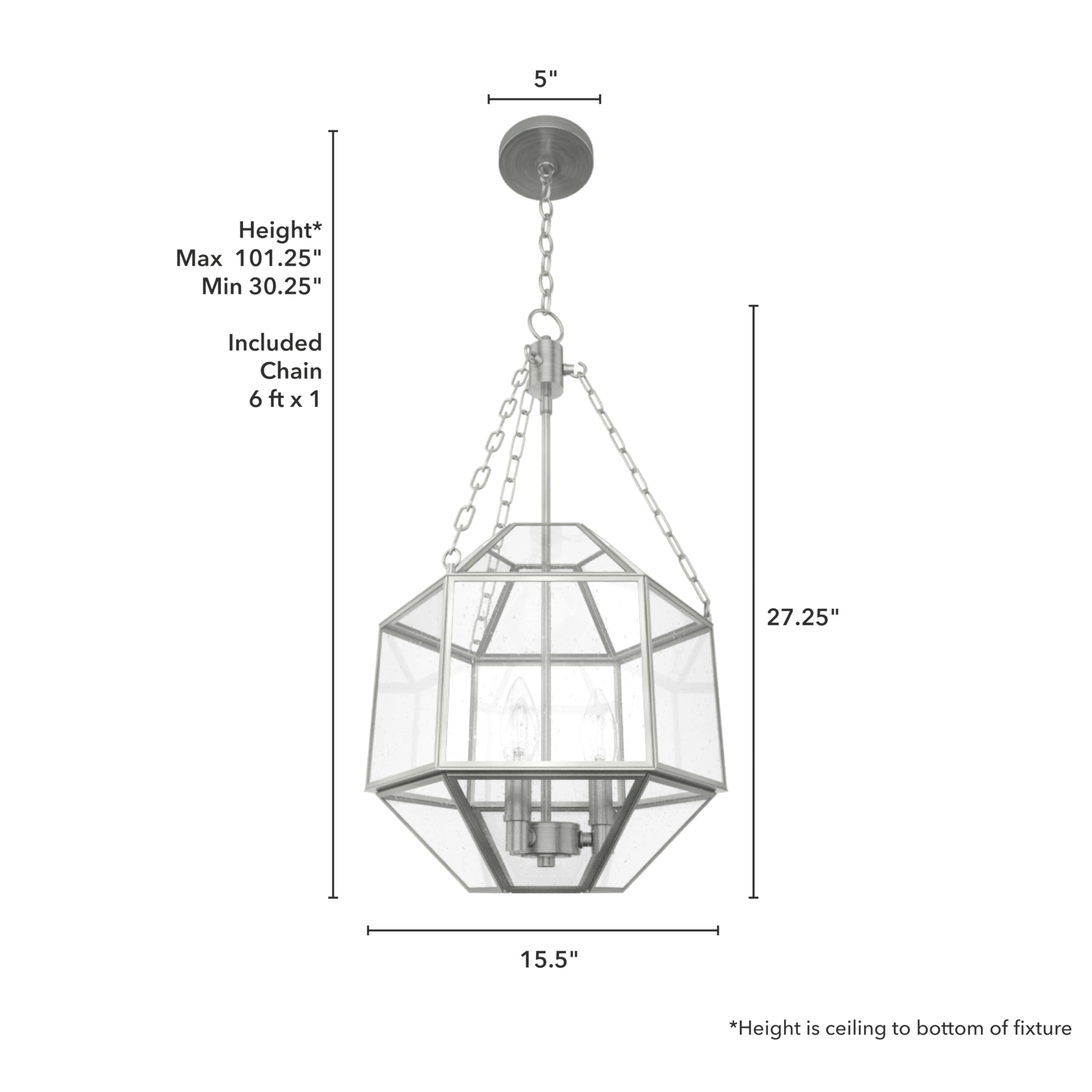 Hunter Fan Company 19368 Indria Brushed Nickel Pendant Light - Modern Ceiling Fixture for Kitchen, Dining Room & Bedroom Lighting