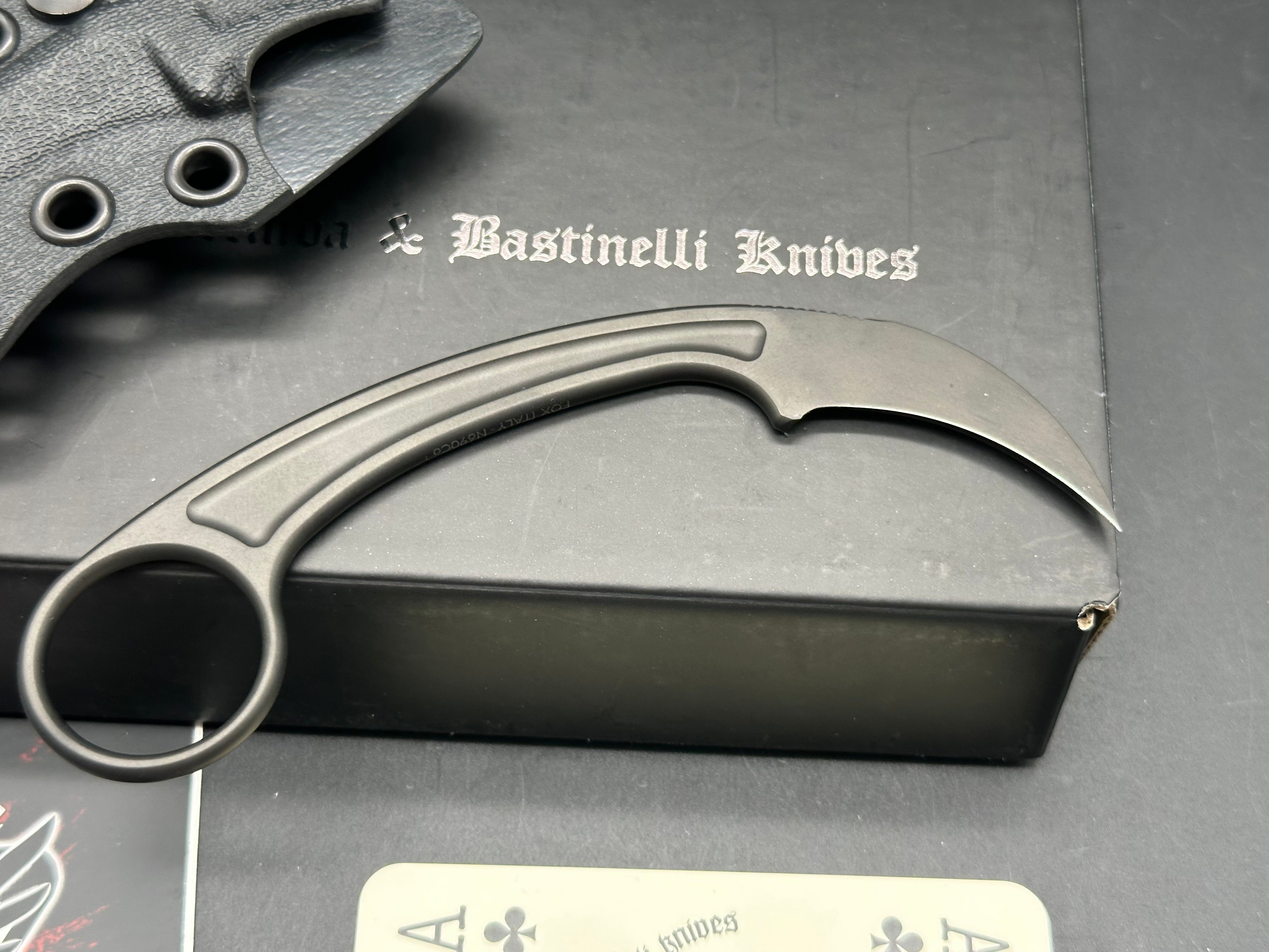 Bastinelli Pika Black Fixed Blade Karambit Knife - Tactical Self Defense, Outdoor Survival, and Camping Utility Tool