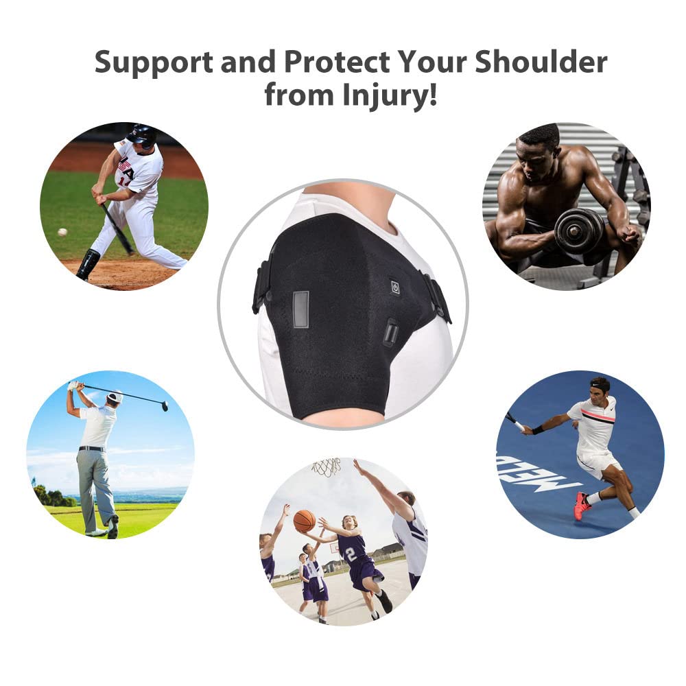 Heated Shoulder Brace for Pain Relief - Adjustable Hot & Cold Therapy Wrap for Frozen Shoulder, Bursitis, Tendonitis - Ideal for Work, Sports & Daily Comfort