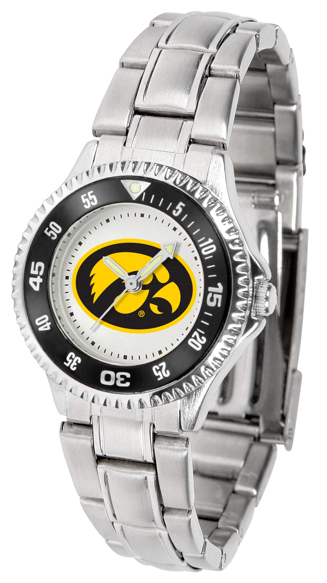 SunTime Iowa Hawkeyes Women's Stainless Steel Competitor Watch - Perfect for Game Days, Office Wear & Everyday Fashion Accessories