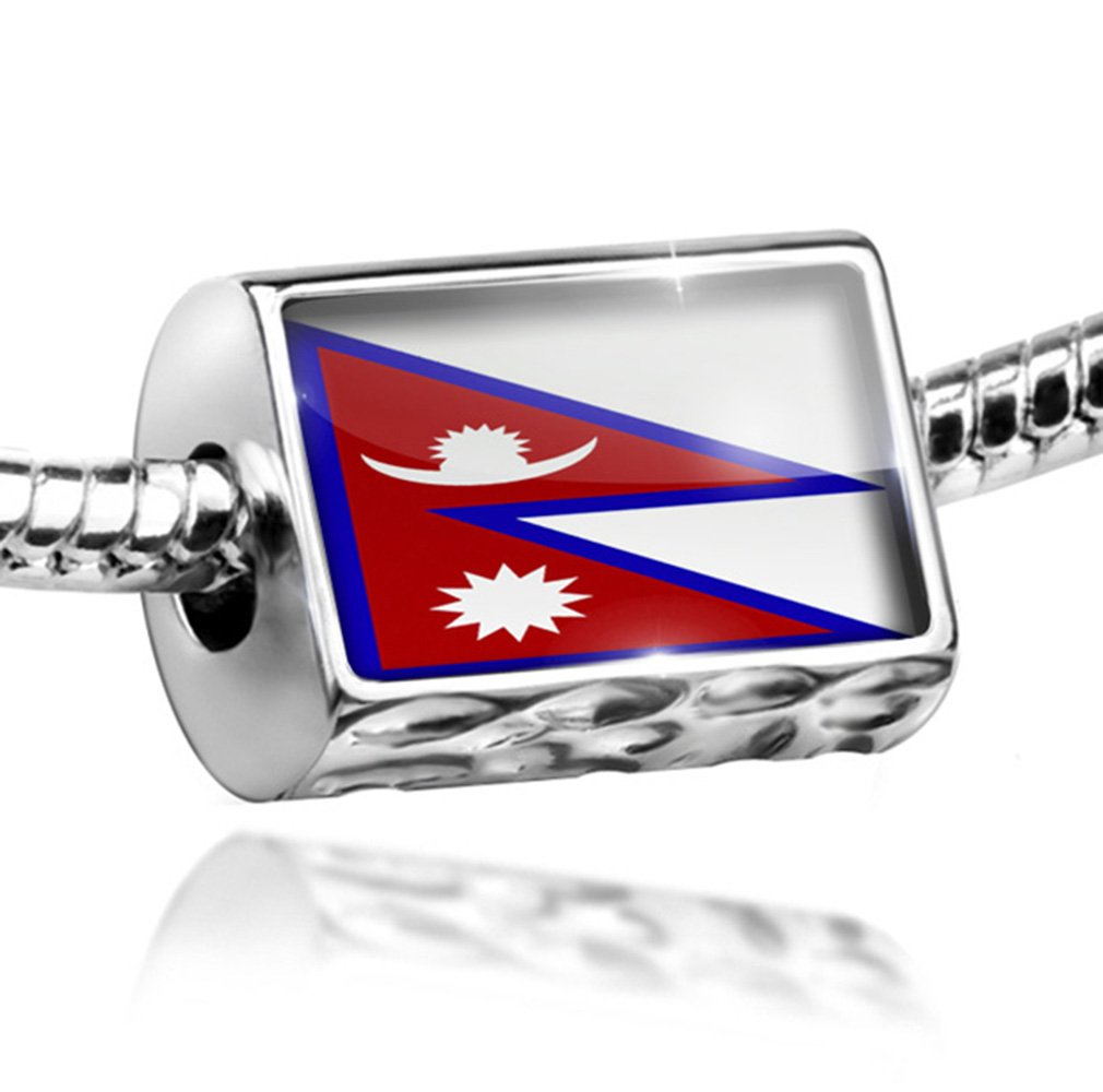 Charm Nepal Flag Bead - Compatible with All European Bracelets for Travel, Cultural Events & Gift Giving