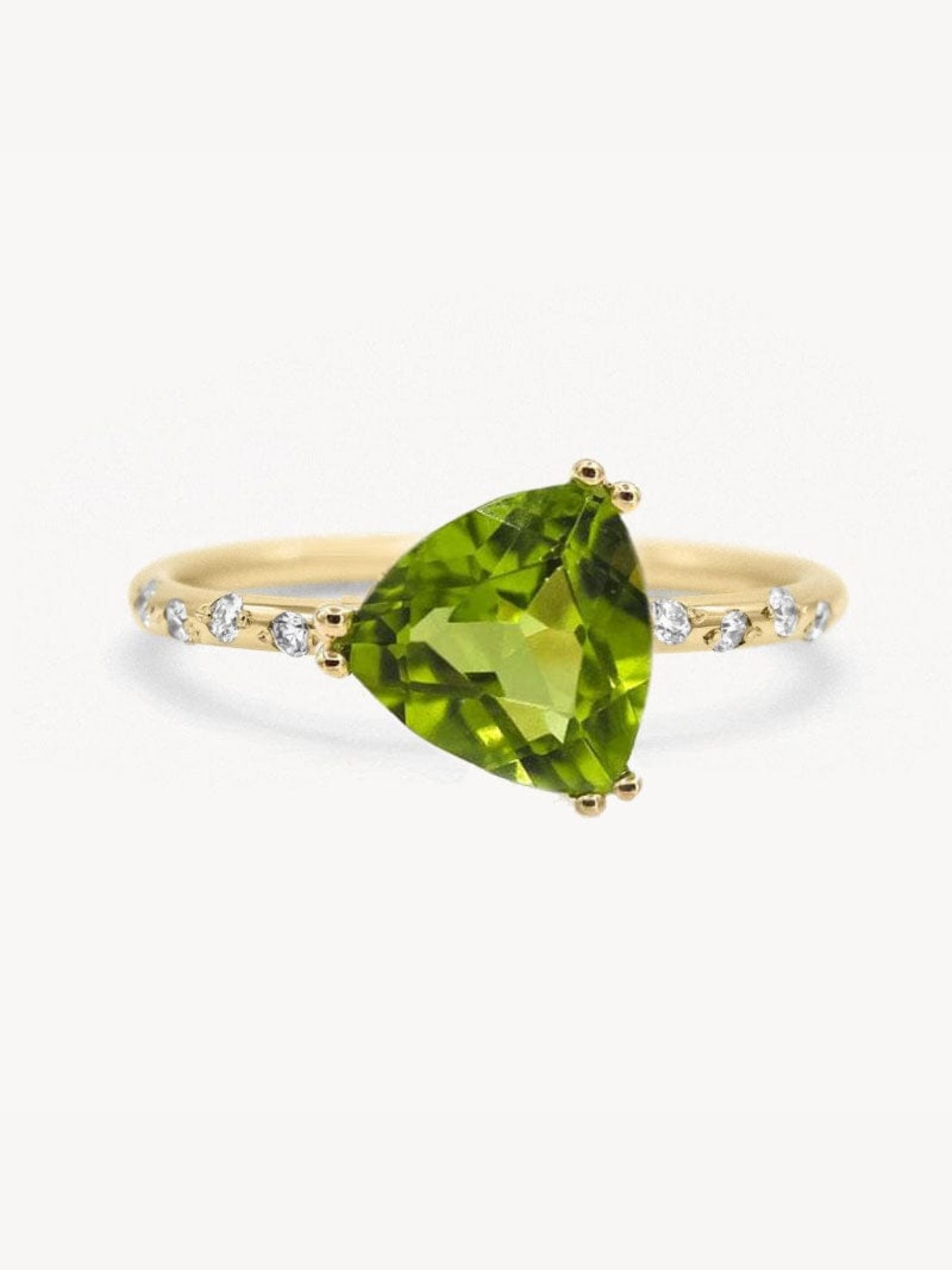 Stunning Peridot Trillion Cut Ring – Elegant Green Gemstone Jewelry for Women | Perfect for Engagement, Anniversary & Special Occasions