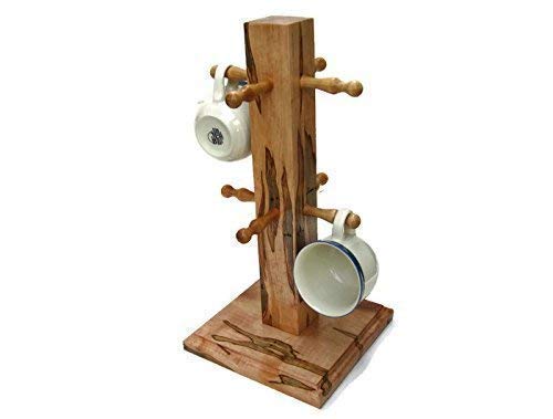 Maple Wood Coffee Mug Holder - Rustic Kitchen Organizer for Mugs & Cups - Perfect for Coffee Bars, Pantries, and Home Decor