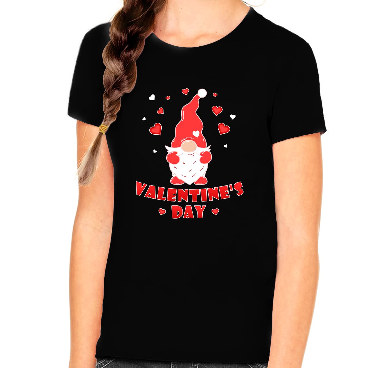 Valentine's Day Gnome Shirt for Girls - Cute Kids Valentine's Day T-Shirt - Perfect Valentine Gift for Daughter & Niece - School Party & Family Celebration Outfit