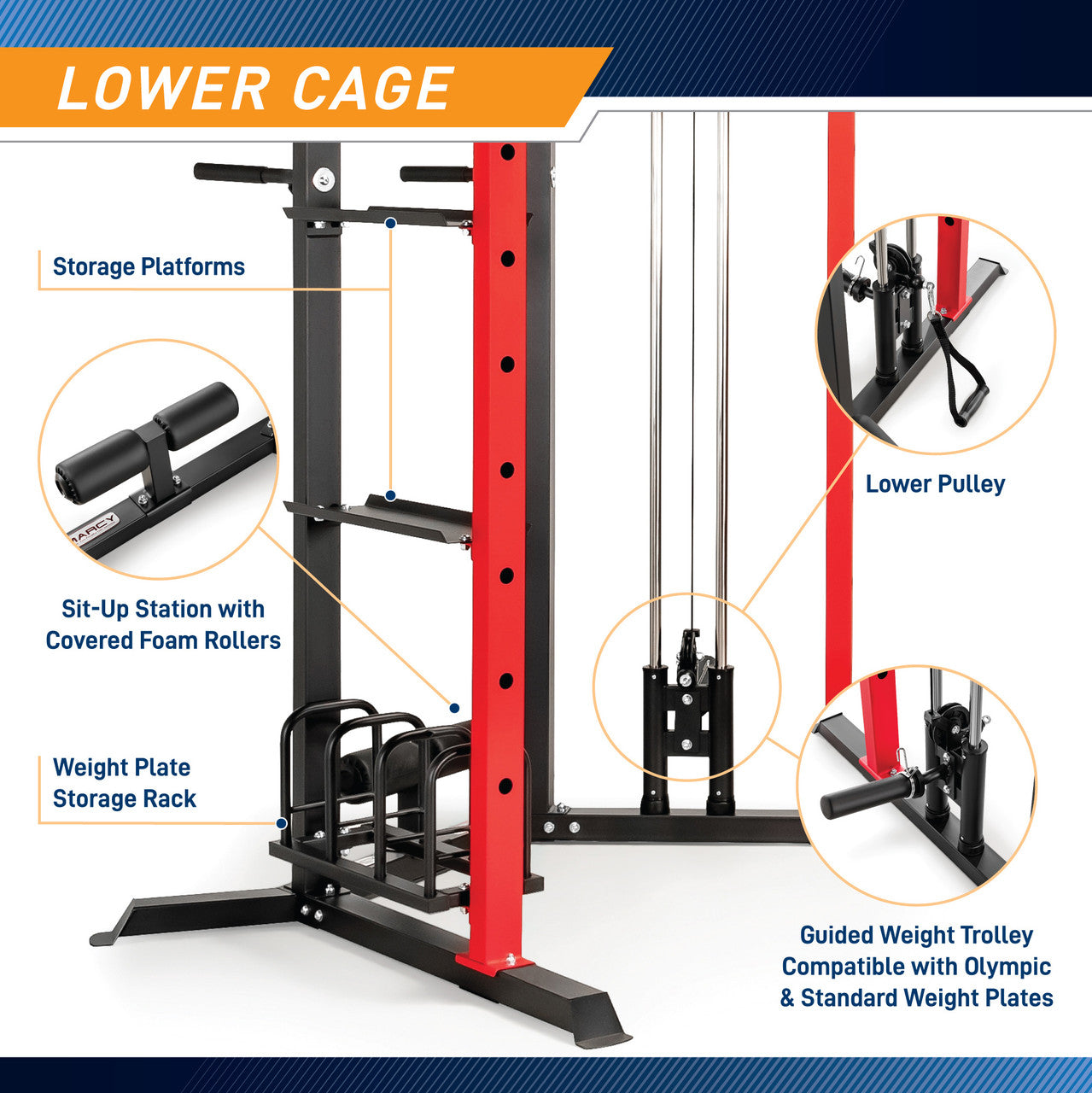 Marcy Power Cage System with Adjustable Weight Bench SM-7393 - Home Gym Equipment for Strength Training & Bodybuilding | Perfect for Garage & Home Workouts