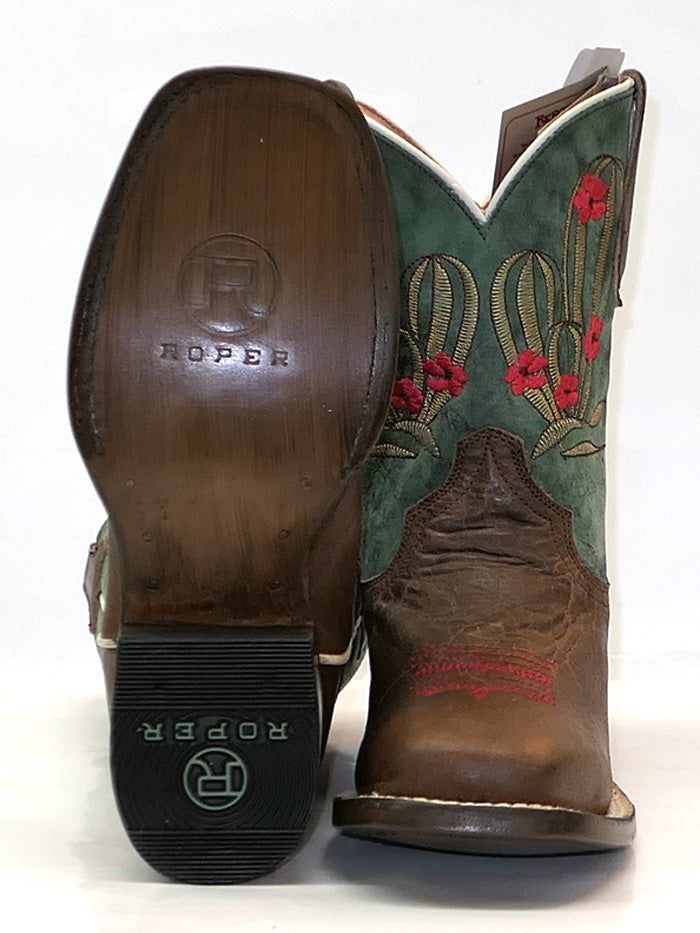 Roper 09 018 7022 1435 Kids Square Toe Cowgirl Boots - Tan Western Boots for Girls | Perfect for Rodeo, School & Country Fashion