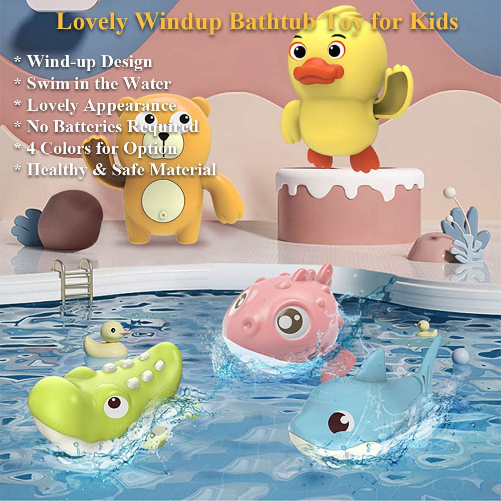 Wind-Up Pufferfish Bath Toy - Swimming Puffer Fish Bathtub Toy for Kids, Floating Water Toy for Pool & Bathtub, Fun Bath Time & Pool Party Toy (Pink) - Perfect for Toddler Bath Time, Summer Pool Parties & Sensory Water Play