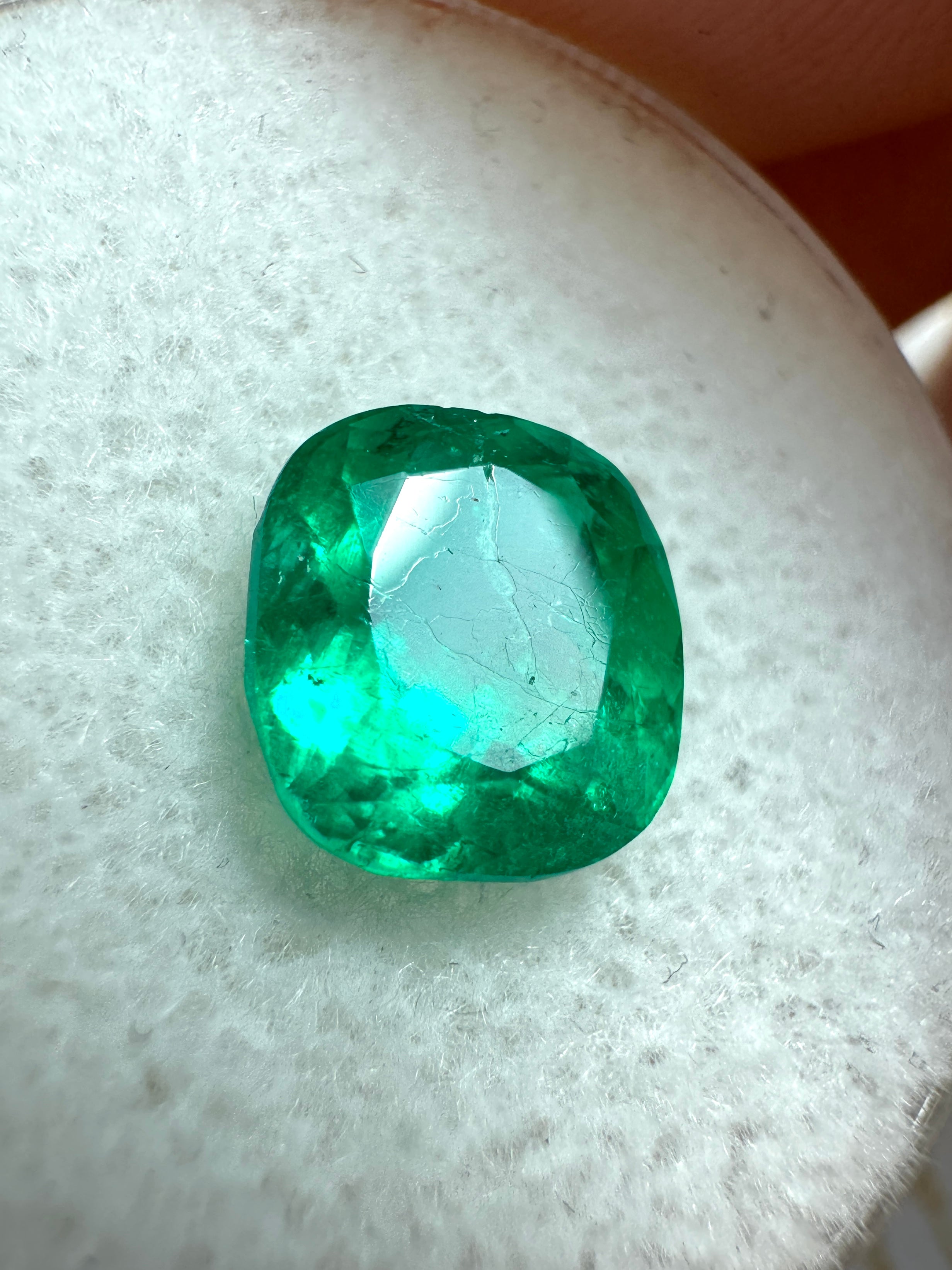 1.96 Carat Muzo Green Colombian Emerald - 7.5x7.5mm Natural Loose Cushion Cut Gemstone for Jewelry Making & Engagement Rings