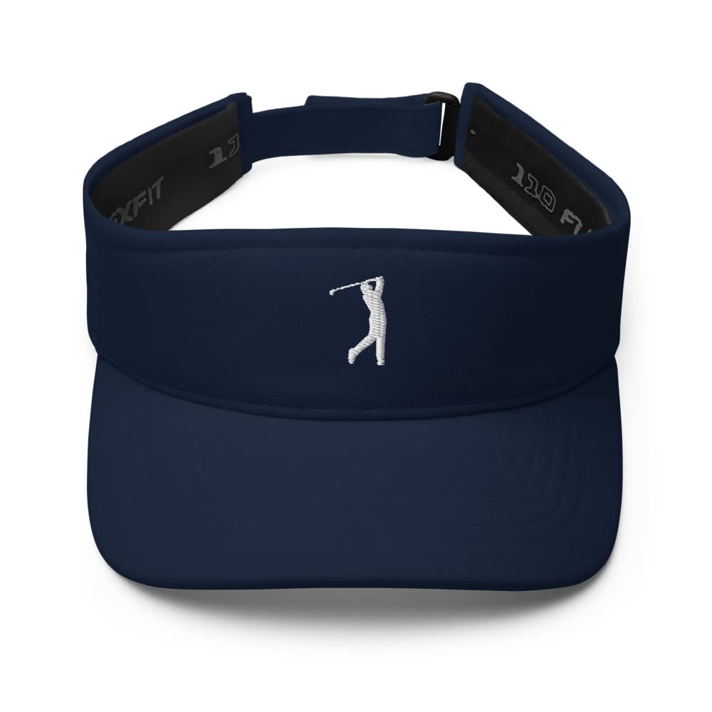 Embroidered Golf Visor for Men - White Stitched Design - Breathable UV Protection Sun Hat - Perfect Golf Accessories & Gifts for Golfers (Great for Outdoor Sports, Golfing, Tennis & Summer Activities)