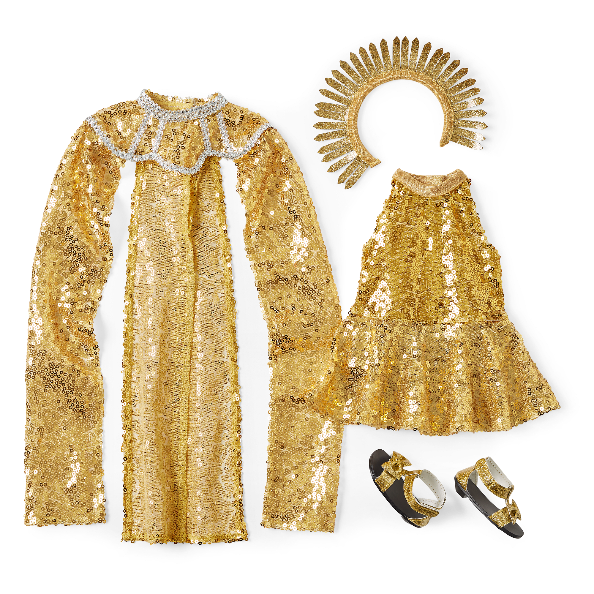 18 Inch Doll Sequin Gown & Capelet Outfit - Glamorous Historical Costume for American Girl Dolls | Perfect for Tea Parties, Photo Shoots & Dress-Up Play