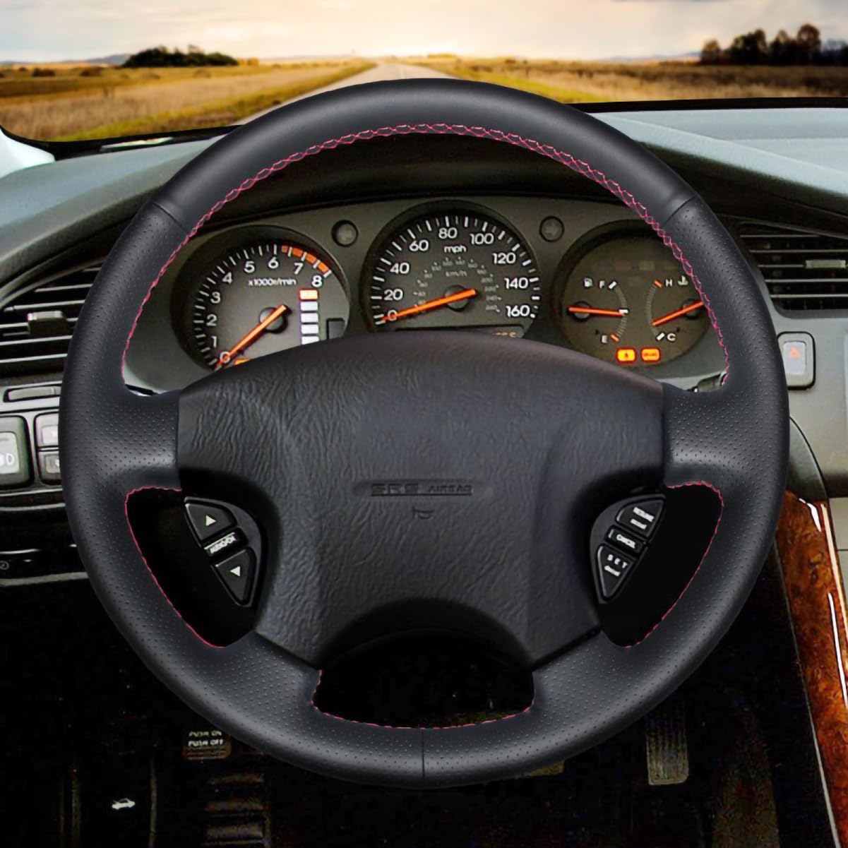 Genuine Leather Custom Fit Steering Wheel Cover for Honda Accord 1999-2003 | OEM Replacement Interior Accessories | Enhanced Grip & Comfort for Daily Driving & Road Trips