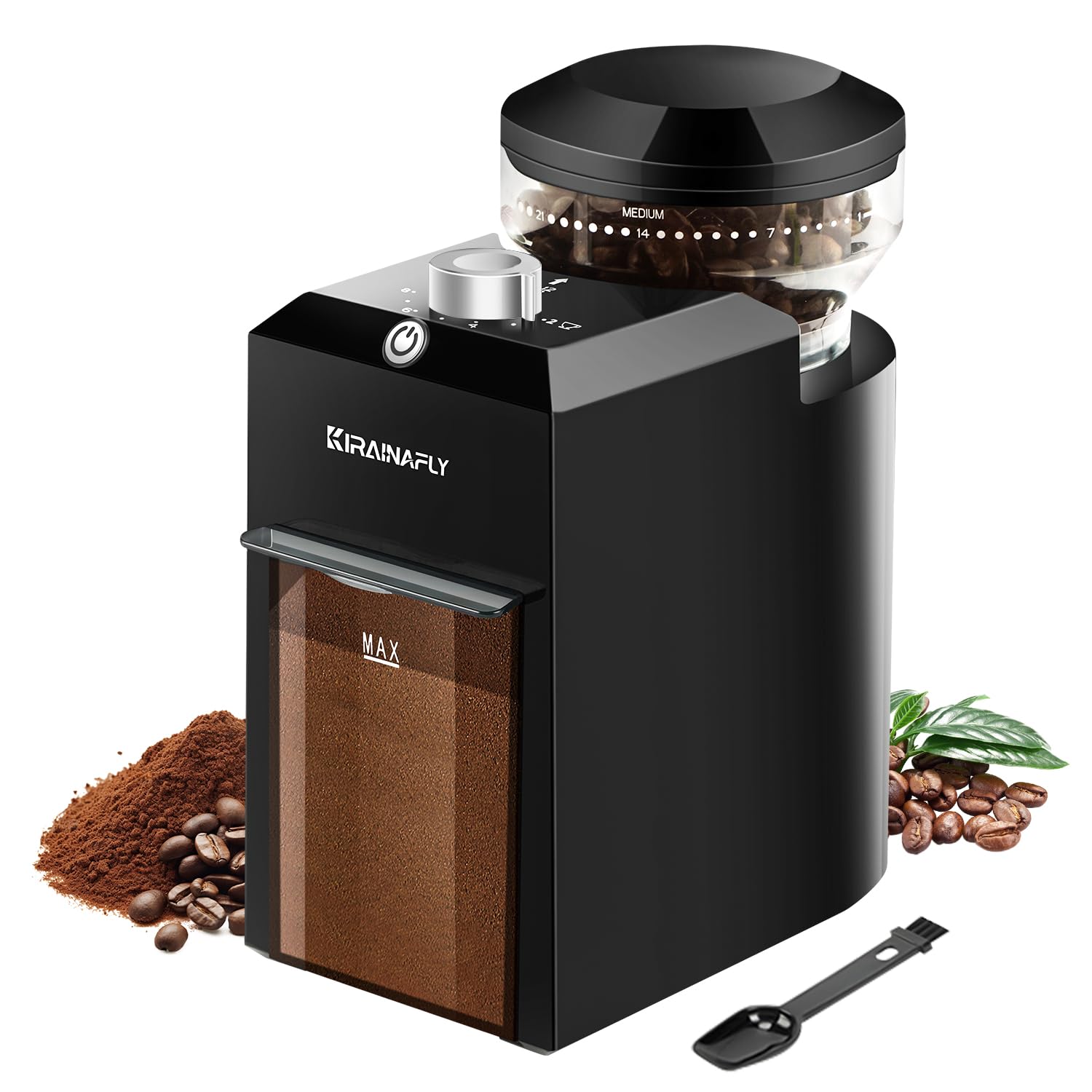 Premium Electric Burr Coffee Grinder - Adjustable 28-Precision Settings for French Press, Drip Coffee & Espresso - 12 Cup Capacity (Black/Silver) - Perfect for Home Kitchens & Coffee Shops