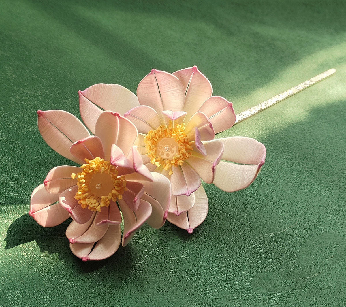Lotus Silk Hairpin - Handmade Chinese Chanhua Hair Accessory for Women | Wedding, Party & Special Occasion Hairstyle
