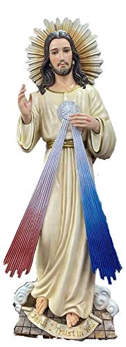 Divine Mercy Jesus Christ 41 Inch Large Colored Resin Wall Plaque - Catholic Religious Home Decor for Church, Prayer Room & Gift Giving