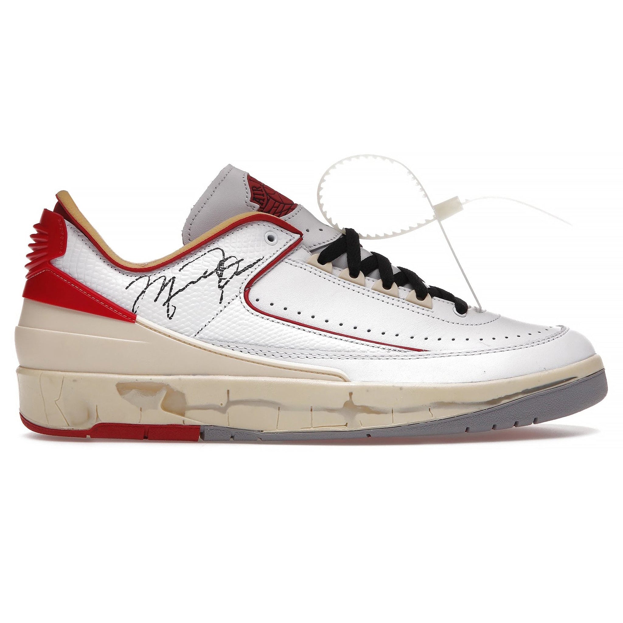 Air Jordan 2 X Off-White Retro Low Sneakers - White & Varsity Red Basketball Shoes for Men | Streetwear Fashion & Casual Wear