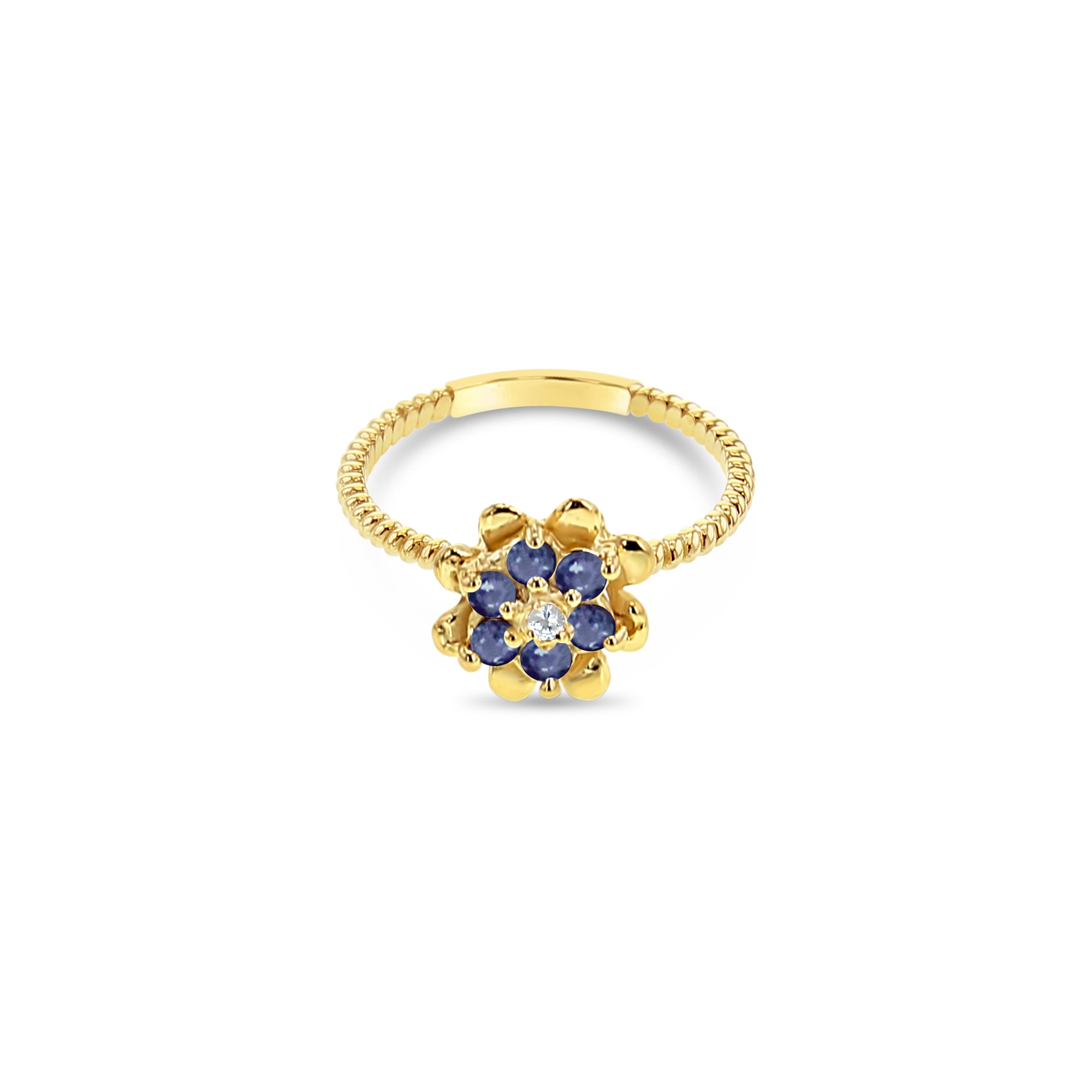 14K Yellow Gold Custom Gemstone Small Tulip Ring - Elegant Floral Jewelry for Women, Perfect for Weddings, Anniversaries & Everyday Wear