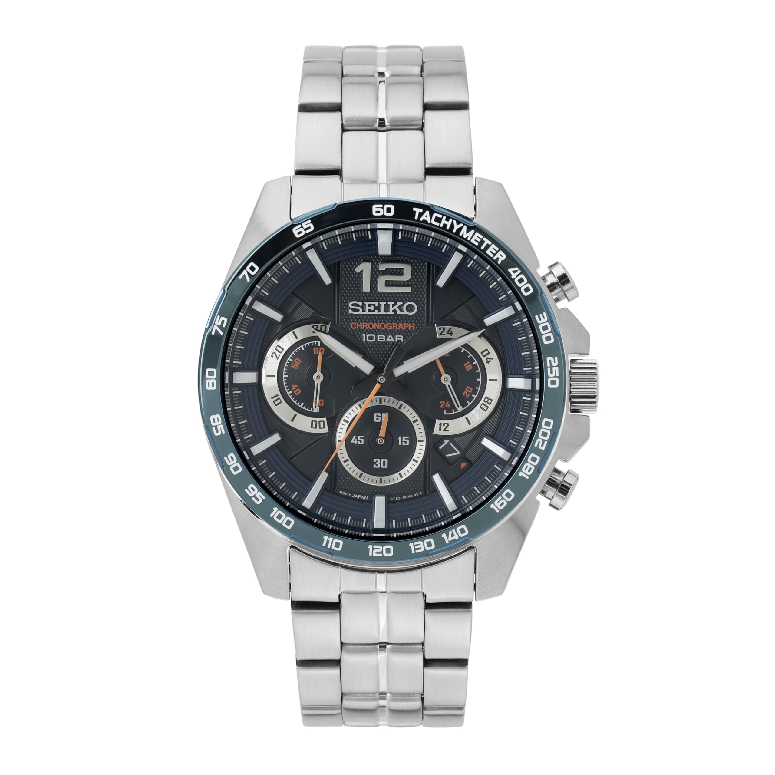 Seiko Men's Stainless Steel Quartz Watch with Silicone Strap - Durable Waterproof Wristwatch for Business, Casual & Outdoor Activities