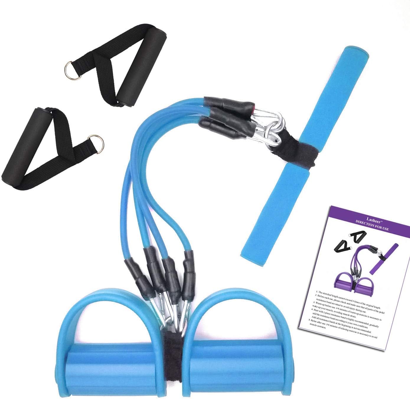 **4-Tube Elastic Resistance Band Set - Adjustable Pull Rope for Sit-Ups, Yoga, Bodybuilding & Stretching | Fitness Equipment for Abdomen, Waist, Arms & Legs | Home Gym, Workout & Slimming Training**