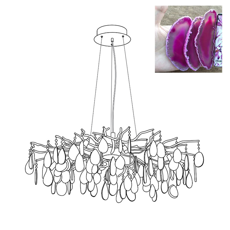 Luxury Agate Crystal Chandelier - Elegant Handcrafted Natural Stone Pendant Light for Dining Room, Living Room & Bedroom Decor | Perfect for Modern Home, Wedding Venue & Luxury Hotel Lighting