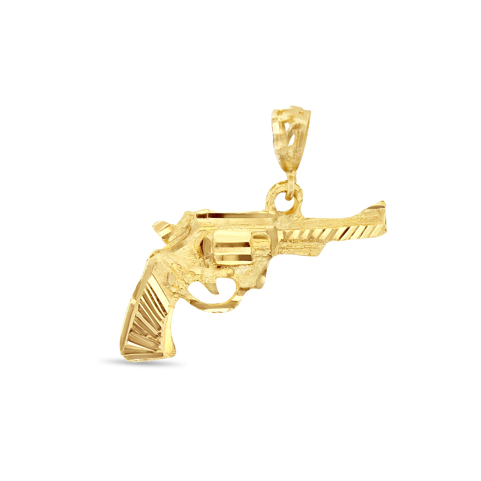10k Yellow Gold Revolver Charm with Diamond Cuts - Perfect for Jewelry Making, Gifts & Western Style Accessories