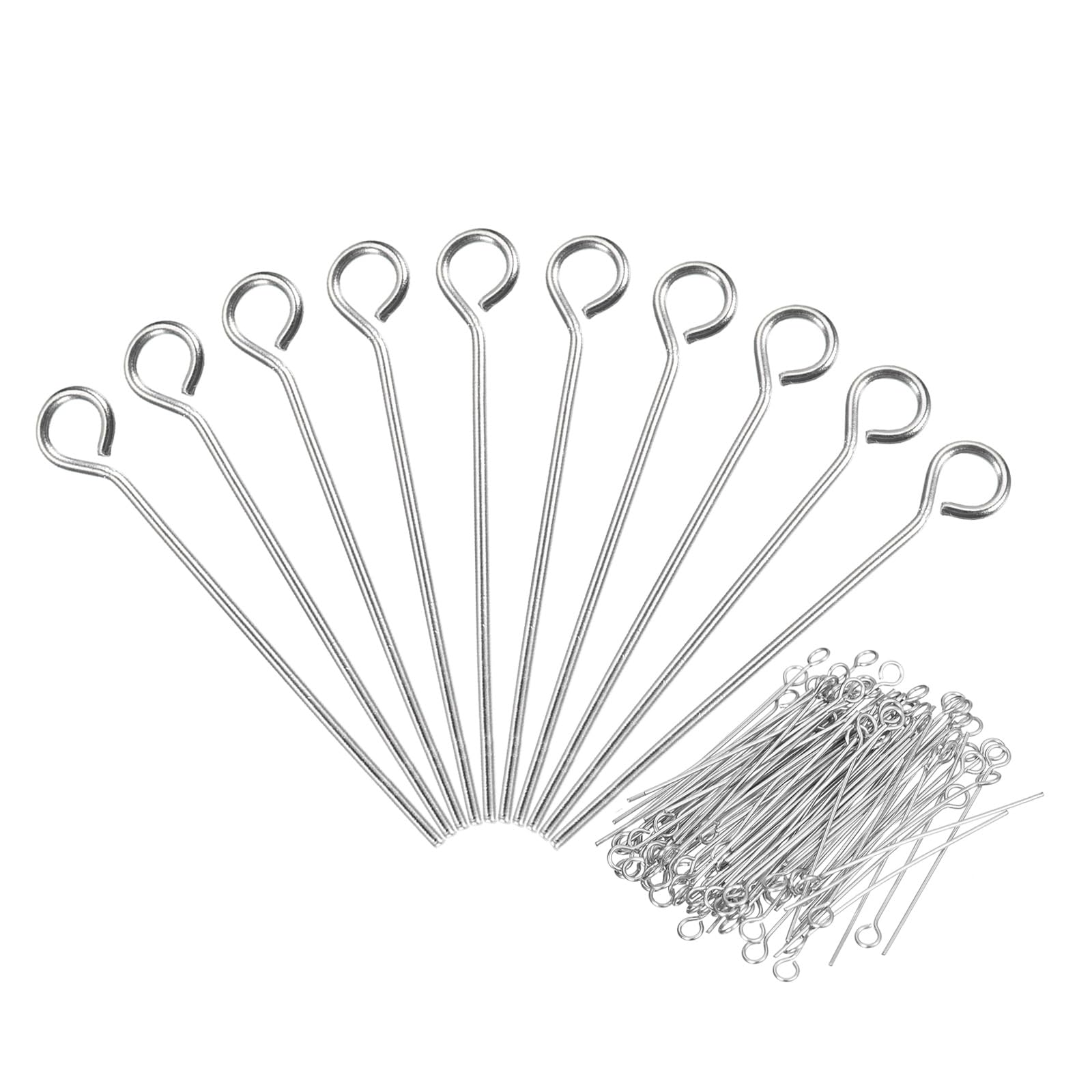 PATIKIL 200Pcs 304 Stainless Steel Jewelry Eye Pins - 30mm 22 Gauge Silver Open Eye Pins for DIY Jewelry Making, Necklaces, Bracelets & Earrings | Perfect for Crafting, Beading & Handmade Jewelry Designs
