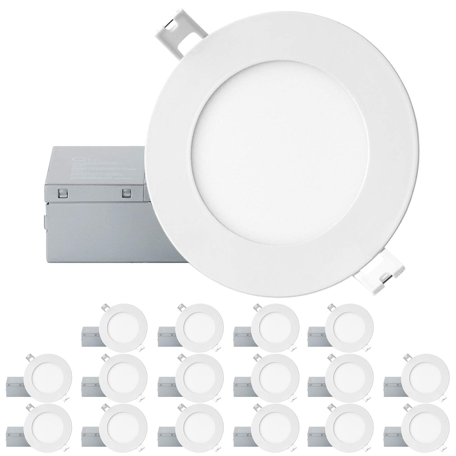 QPLUS 16 Pack 4 Inch LED Recessed Ceiling Lights - Dimmable Canless Downlights with Junction Box, 9W (75W Equivalent) 750 Lumens, 3000K Warm White, IC Rated, ETL & Energy Star Certified - Perfect for Living Room, Bedroom, Kitchen, and Hallway Lighting