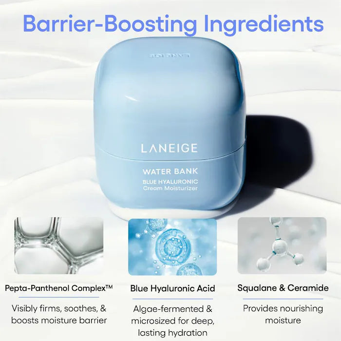 LANEIGE Water Bank Blue Hyaluronic Acid Skincare Set - Hydrating Cleanser & Moisturizer for Dry Skin | Daily Skincare Routine, Travel Essentials, Gift for Her