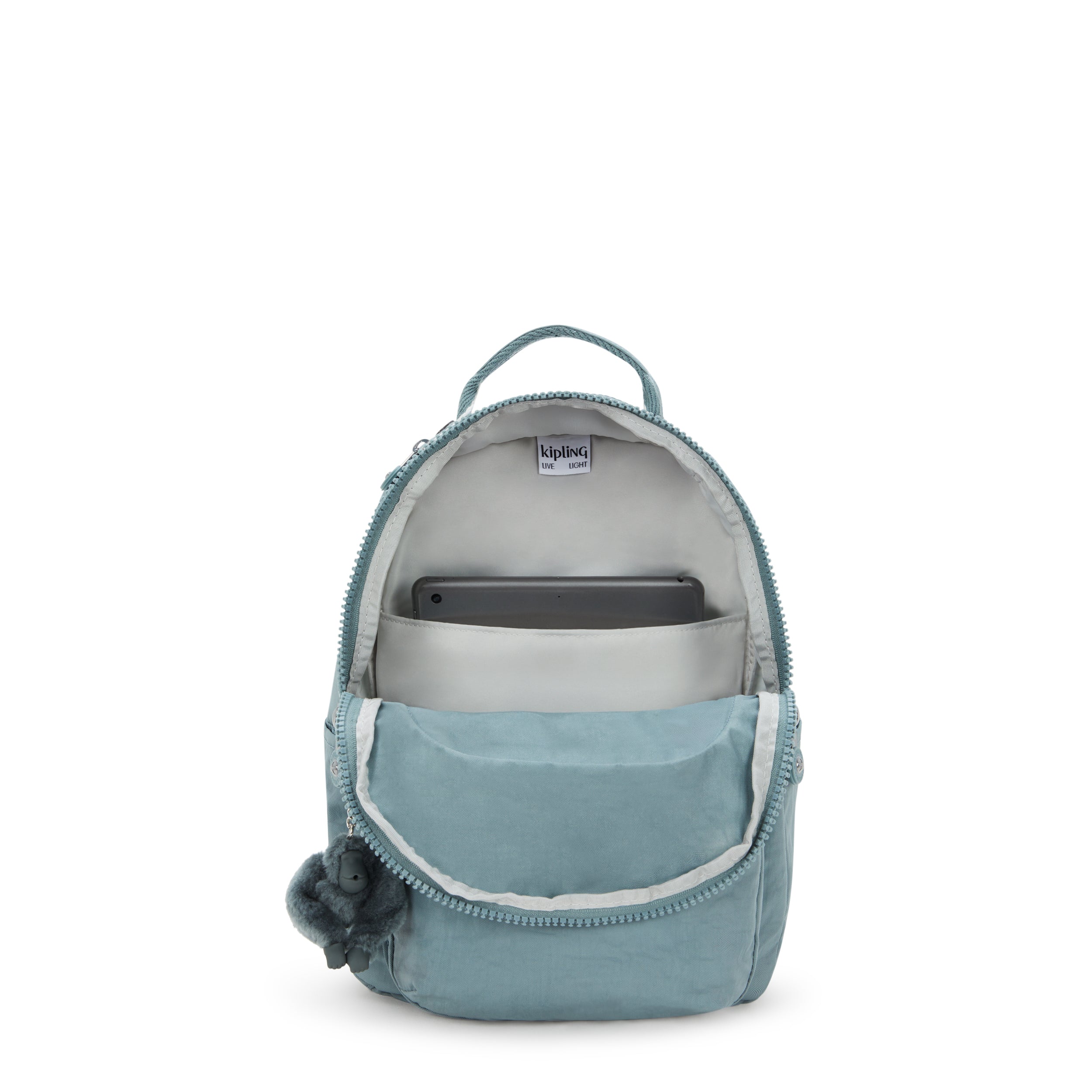 Kipling Seoul Small Tablet Backpack - Lightweight Laptop Bag for Women & Men, Water-Resistant Travel Backpack with Multiple Pockets (Relaxed Grey) - Perfect for Work, School & Daily Commute