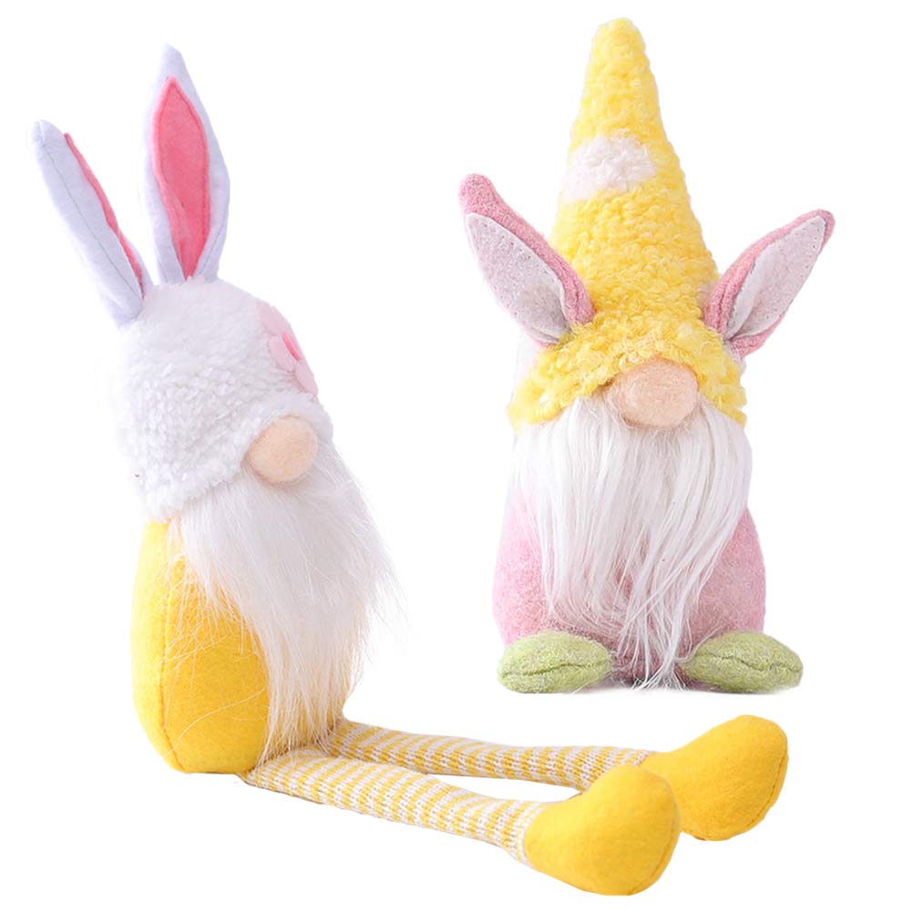 2Pcs Easter Rabbit Gnome Decorations with Carrots - Cute Gnome Dolls for Home, Wall, Room & Garden Decor - Perfect for Easter Party, Spring Decor & Holiday Gifts