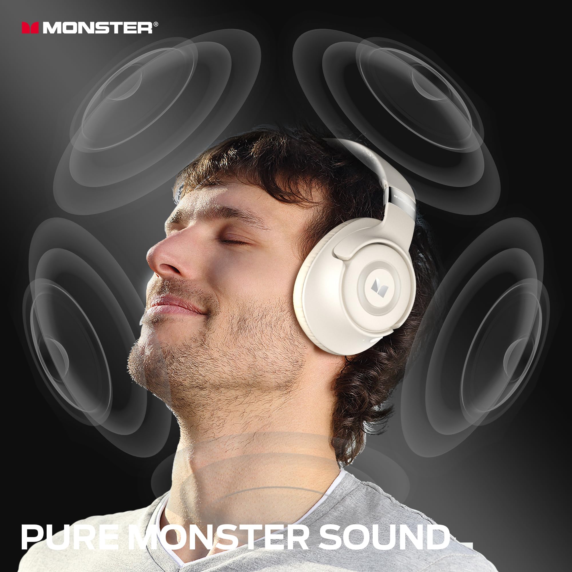 Monster Persona SE ANC Active Noise Cancelling Bluetooth Over-Ear Headphones with Built-in Mic, 60H Playtime, HiFi Stereo & Deep Bass - Wireless Headphones for Home Office, Travel, Gaming & Music Listening