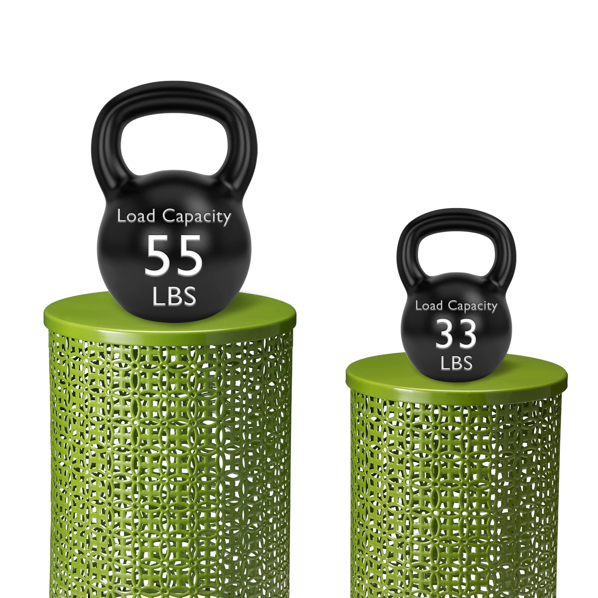 Glitzhome 2-Piece Outdoor Side Table Set - Heavy Duty Metal Frame Garden Stool for Indoor & Outdoor Use, Modern Glossy Green Accent End Table | Perfect for Patio, Deck, Poolside & Living Room Decor