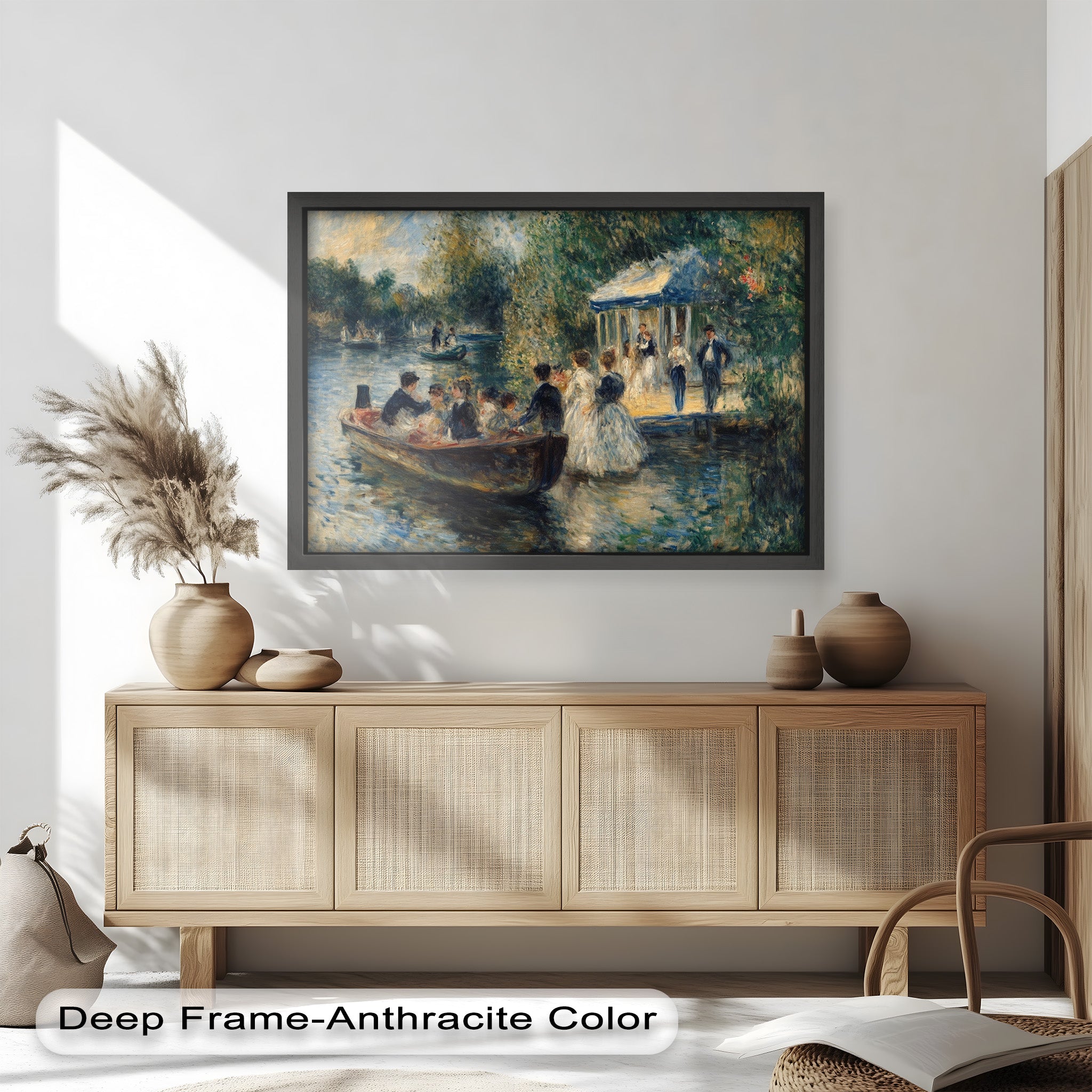 Afternoon Gathering by the River - Handmade Impressionist Oil Painting on Canvas - Perfect for Living Room, Bedroom, or Office Wall Decor