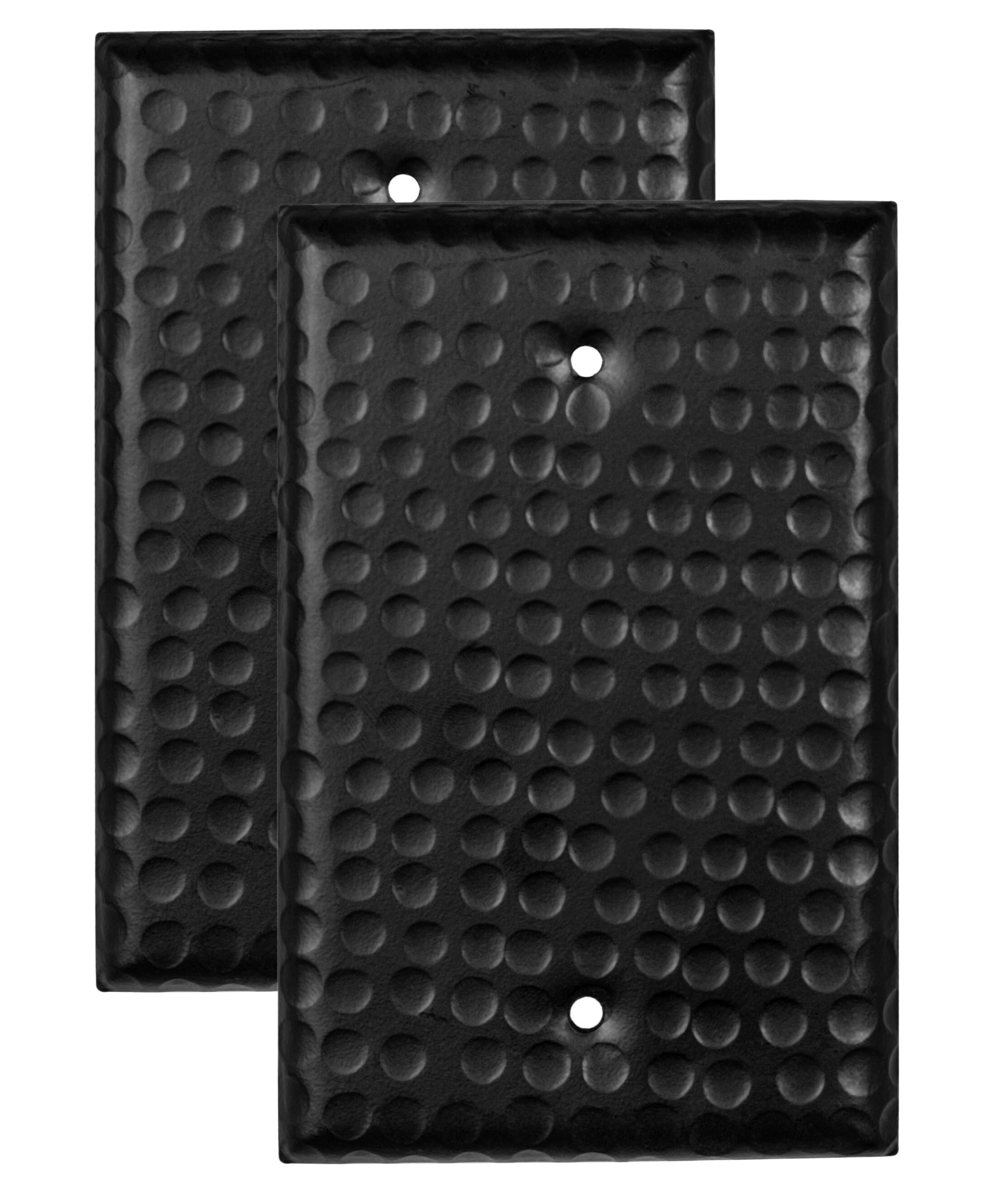 Monarch Abode 19121 Matte Black Aluminum Toggle Switch Plate Cover - Hand Hammered Decorative Outlet Cover, 1-Gang, Pack of 2 - Perfect for Living Room, Bedroom & Office Wall Decor