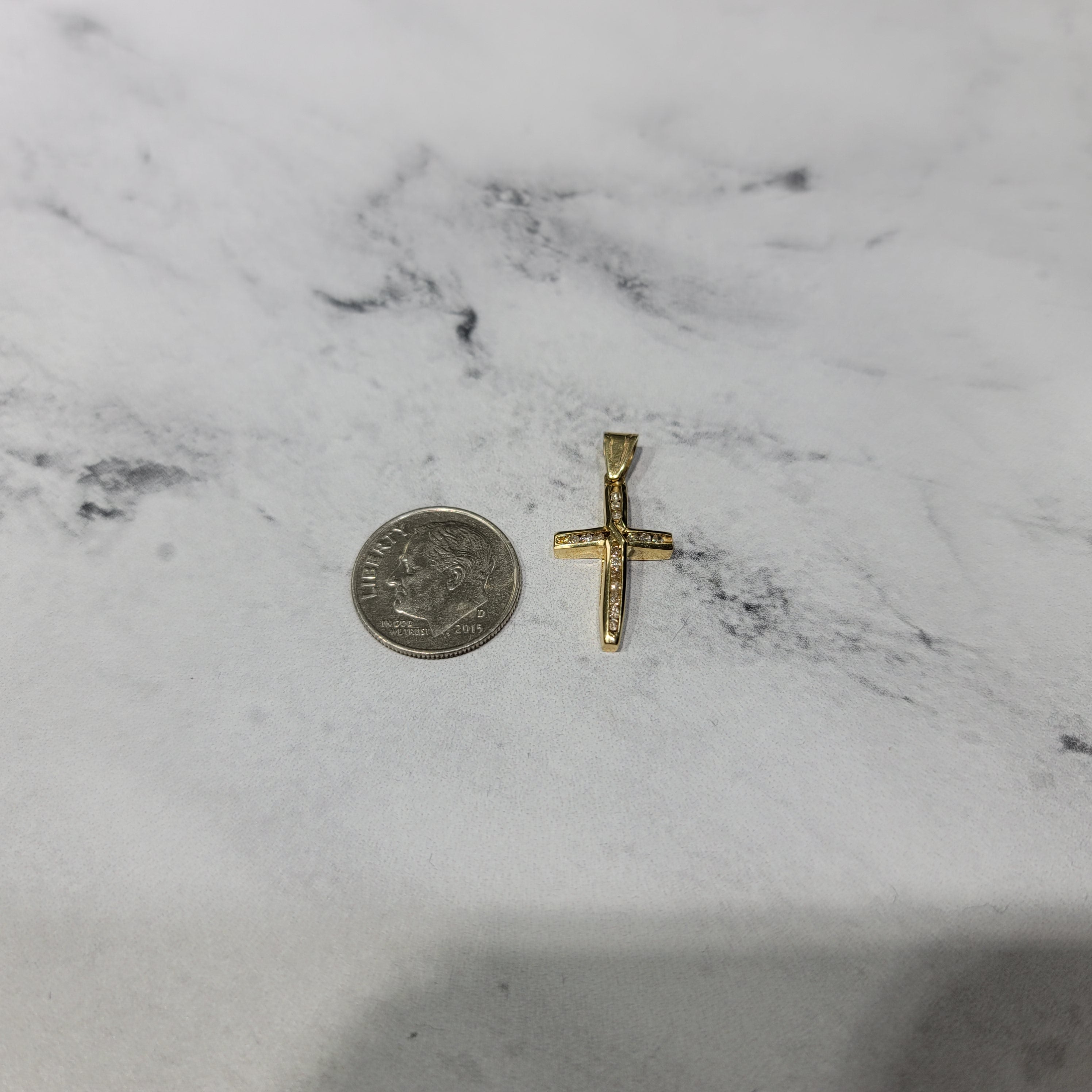 Channel Set Diamond Cross Pendant - 0.18cttw 14K Yellow Gold Necklace for Women - Perfect for Everyday Wear, Gifts & Special Occasions